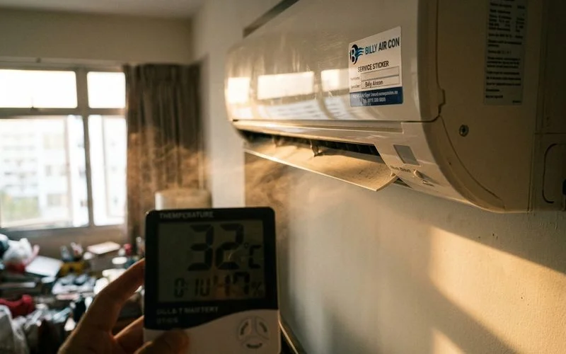 Aircon blowing warm air with incorrect temperature readings