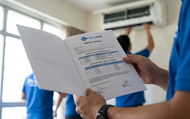 Annual service contract with quarterly maintenance schedule