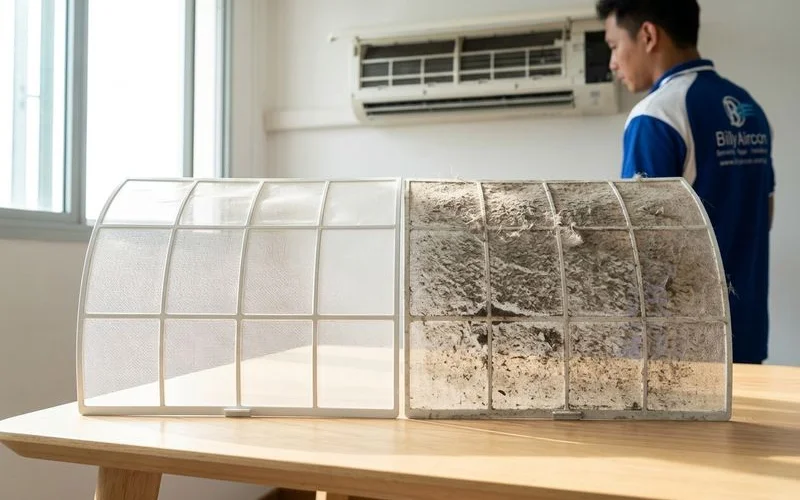 Clean vs dirty filter comparison