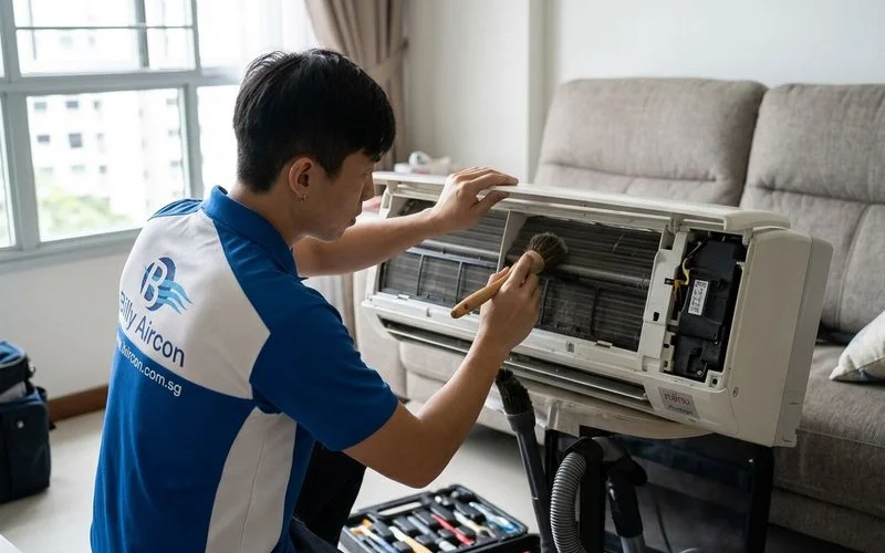 Fujitsu Airstage indoor unit during servicing