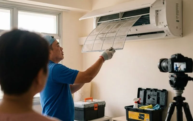 LG Dual Inverter indoor unit during scheduled maintenance