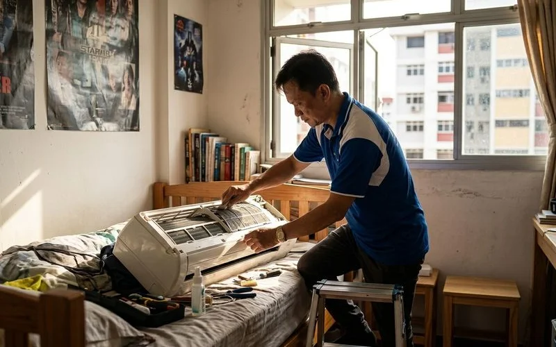 Mitsubishi Starmex indoor unit during routine maintenance