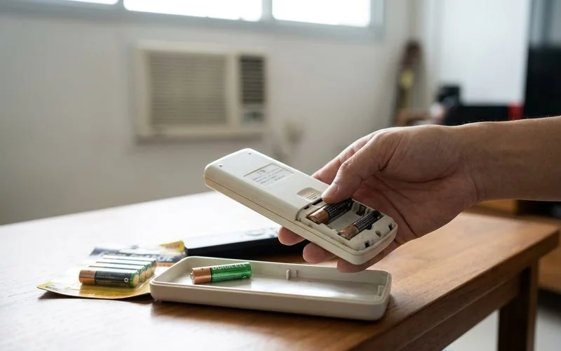 Aircon remote control not responding with battery replacement being performed
