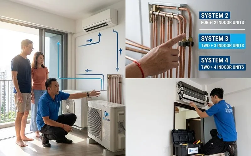 Comparison of different multi-split aircon system configurations for Singapore homes